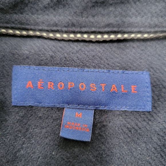 Aéropostale Navy Blue Long Sleeve Button Front Flannel Shirt Size Medium - Picture 3 of 7